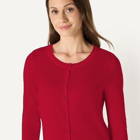 Red Button-Up Cardigan Sweater image 1